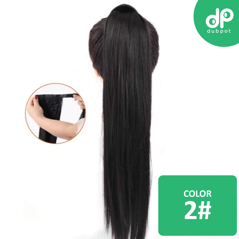 Long Wavy Wrap Around Clip In WTB 22" Ponytail Hair Extension Heat Resistant Synthetic Natural Wave Pony Tail Fake Hair