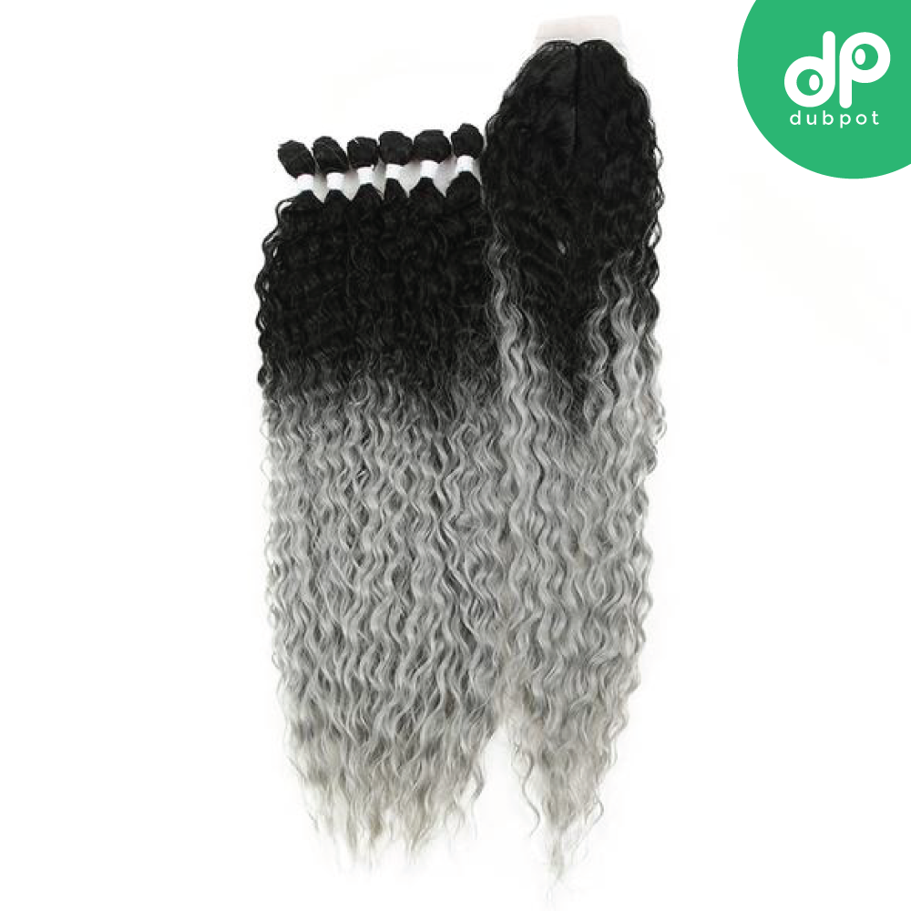 Dubpot Afro Kinky Curly Hair Bundles Extensions With Closure Ombre Golden 30inch Soft Super Long Hair Synthetic Wave Hair