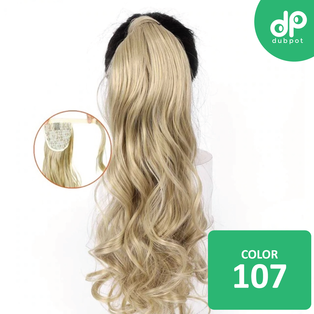 Long Wavy Wrap Around Clip In WTB 22" Ponytail Hair Extension Heat Resistant Synthetic Natural Wave Pony Tail Fake Hair