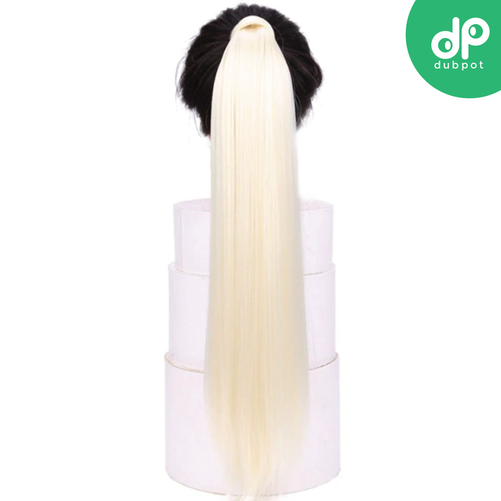 Straight Clip In Hair Tail False Hair 24" 120g Ponytail Hairpiece With Hairpins Synthetic Hair Pony Tail Hair Extensions