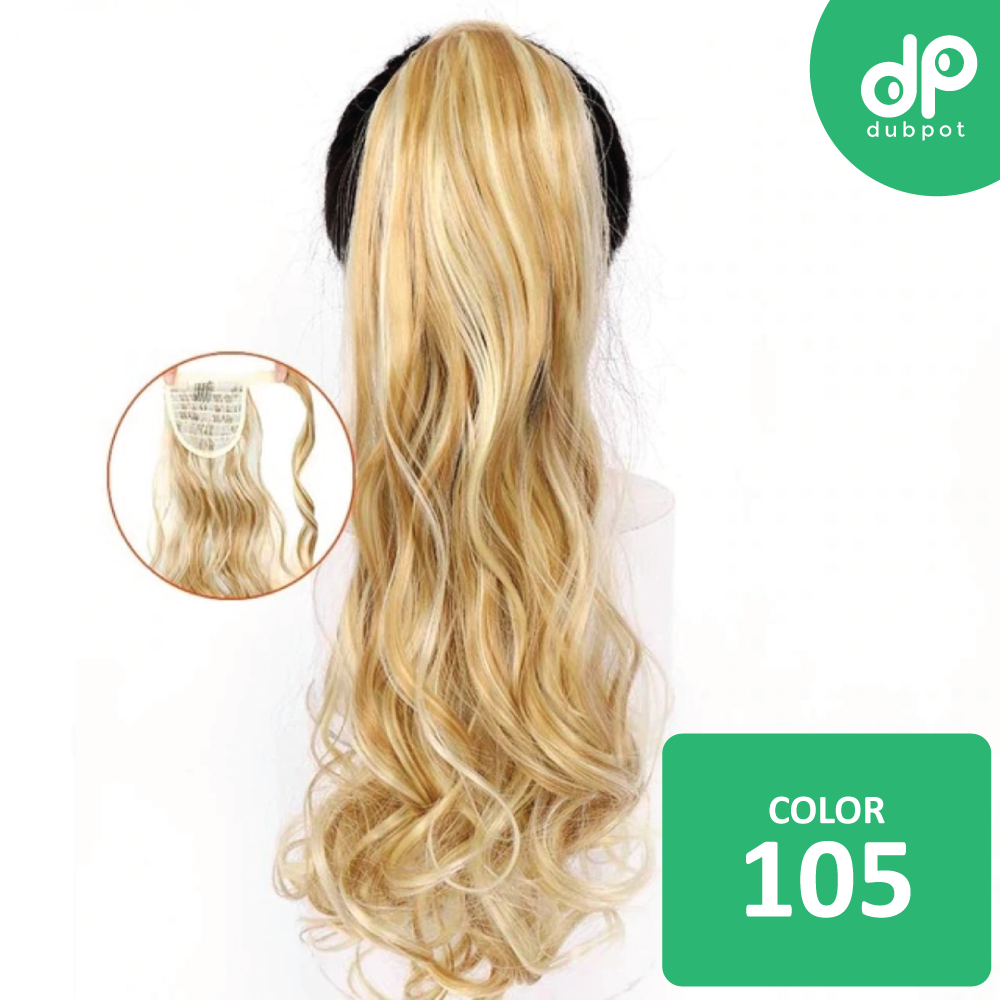Long Wavy Wrap Around Clip In WTB 22" Ponytail Hair Extension Heat Resistant Synthetic Natural Wave Pony Tail Fake Hair
