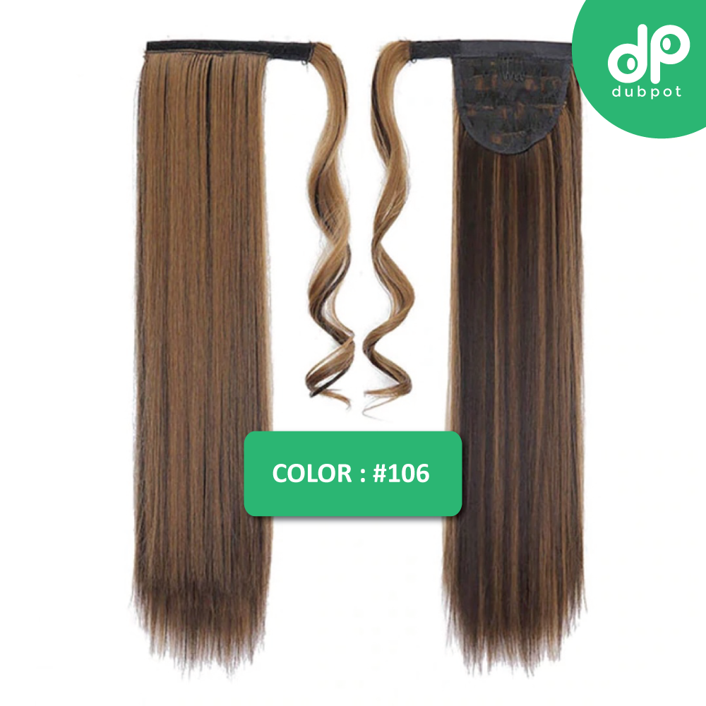 Straight Clip In Hair Tail False Hair 24" 120g Ponytail Hairpiece With Hairpins Synthetic Hair Pony Tail Hair Extensions