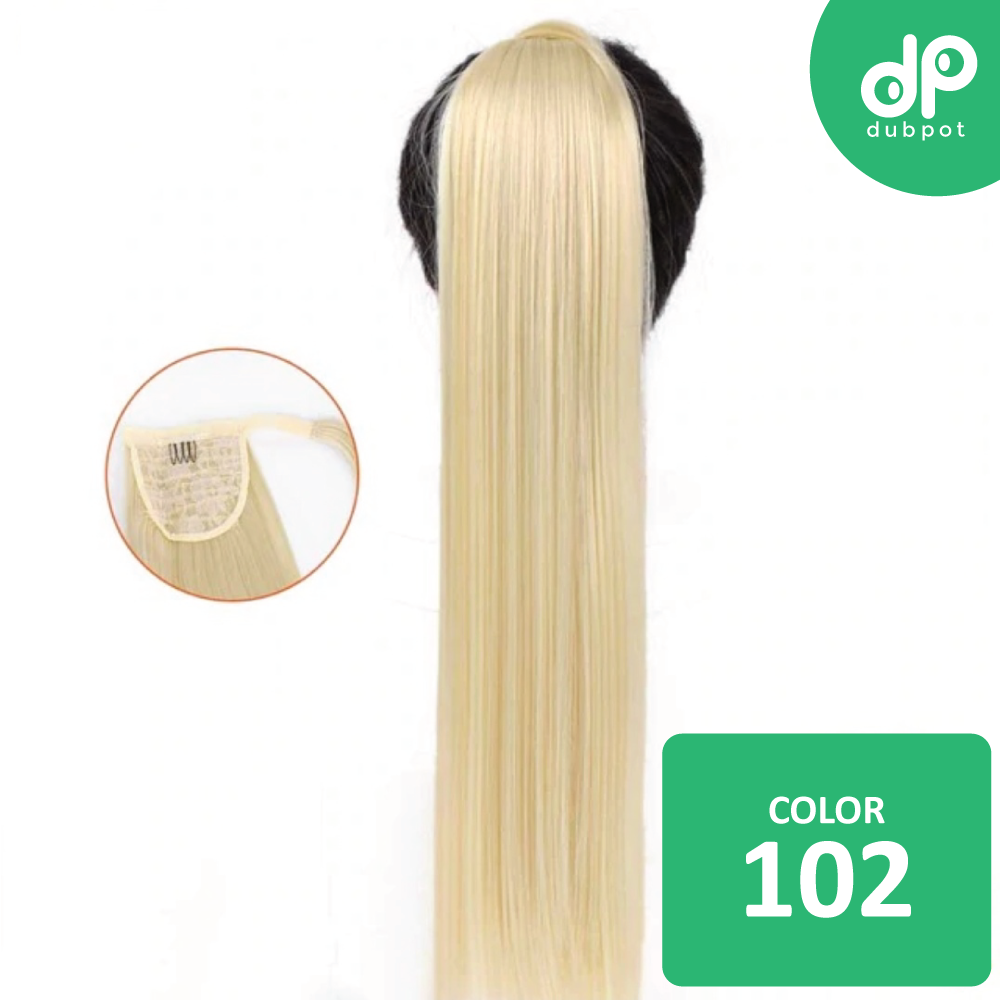 Long Wavy Wrap Around Clip In WTB 22" Ponytail Hair Extension Heat Resistant Synthetic Natural Wave Pony Tail Fake Hair
