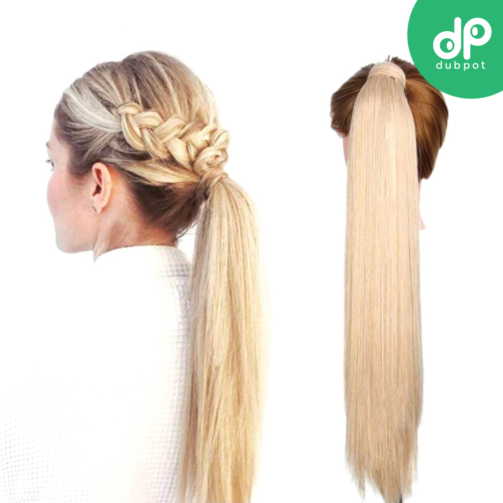 Straight Clip In Hair Tail False Hair 24" 120g Ponytail Hairpiece With Hairpins Synthetic Hair Pony Tail Hair Extensions
