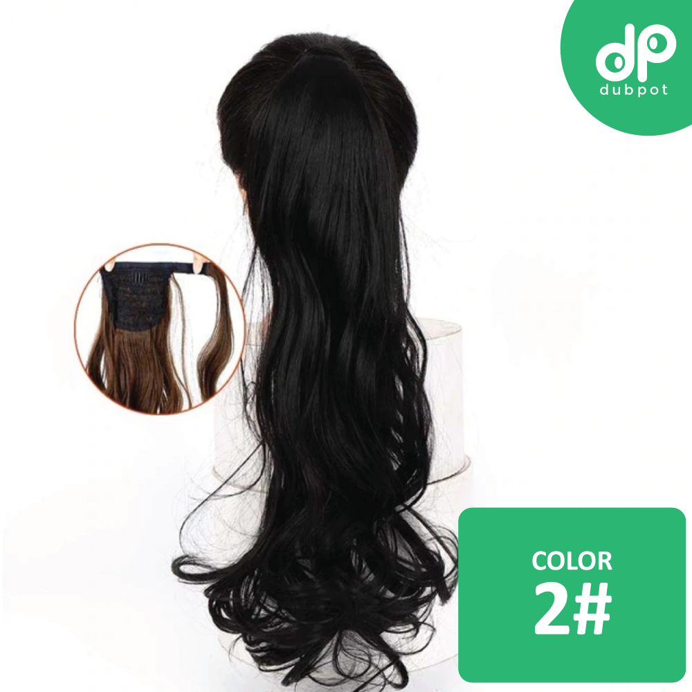 Long Wavy Wrap Around Clip In WTB 22" Ponytail Hair Extension Heat Resistant Synthetic Natural Wave Pony Tail Fake Hair
