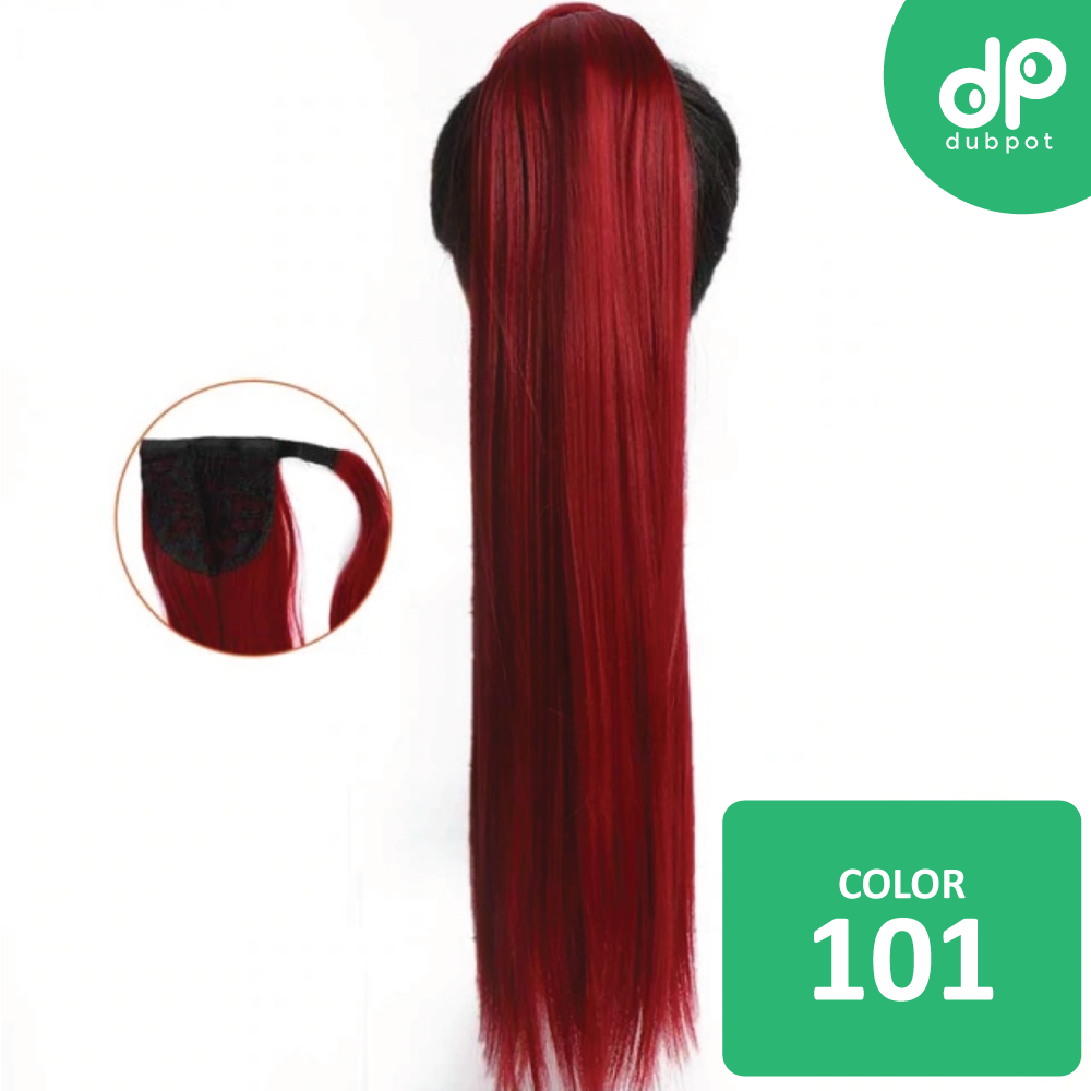 Long Wavy Wrap Around Clip In WTB 22" Ponytail Hair Extension Heat Resistant Synthetic Natural Wave Pony Tail Fake Hair