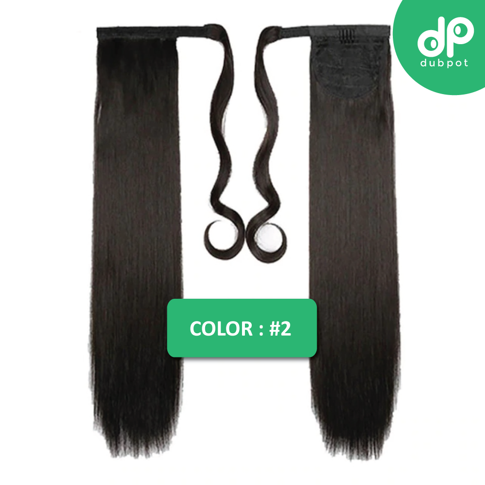 Straight Clip In Hair Tail False Hair 24" 120g Ponytail Hairpiece With Hairpins Synthetic Hair Pony Tail Hair Extensions