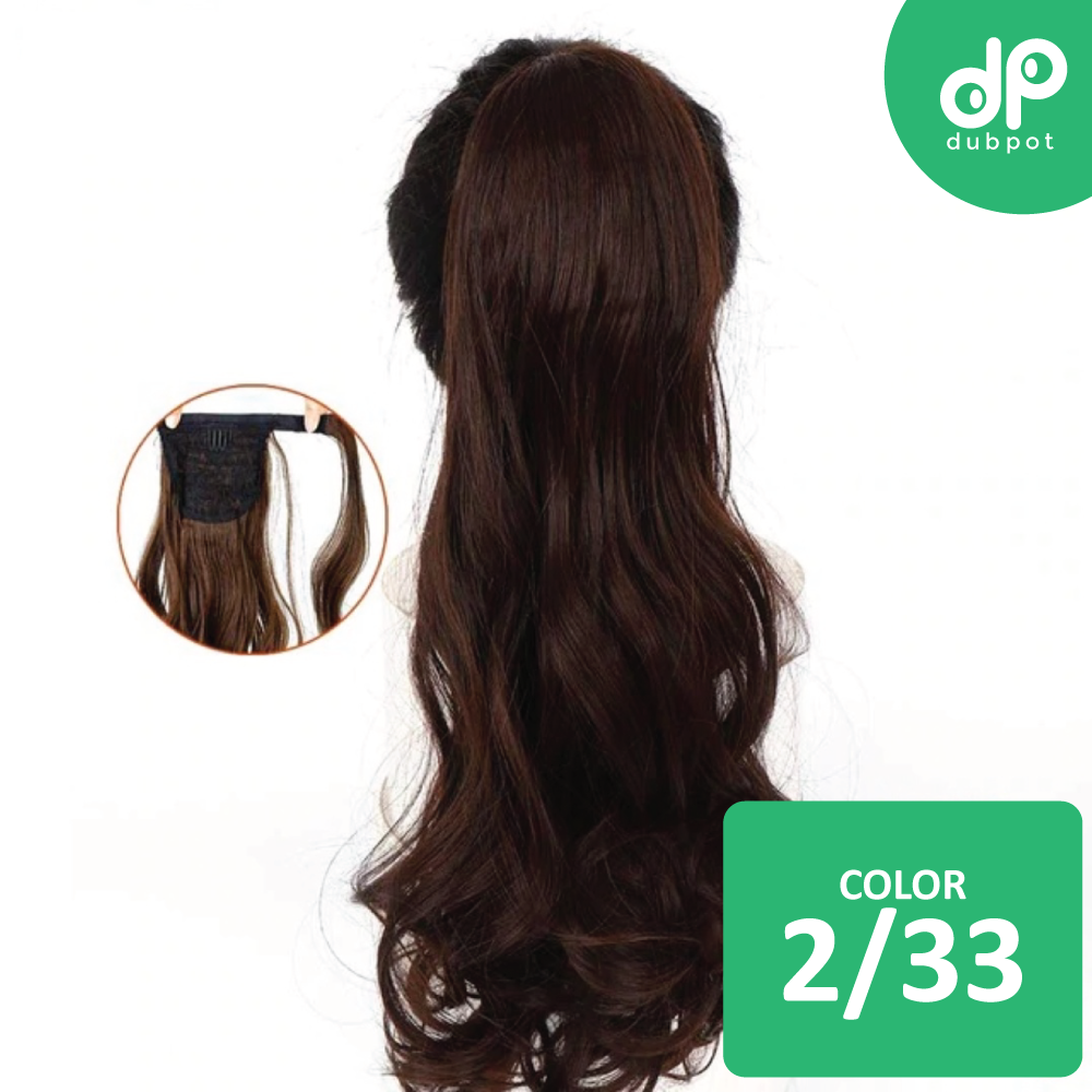 Long Wavy Wrap Around Clip In WTB 22" Ponytail Hair Extension Heat Resistant Synthetic Natural Wave Pony Tail Fake Hair