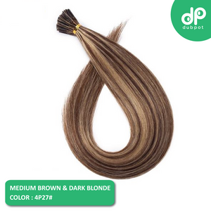 Stick / I Tip Straight Hair Extensions 16-22 Inch 100 Keratin Pre bonded Strands Non-Remy I Tip 100% Real Human Hair 0.5g/s