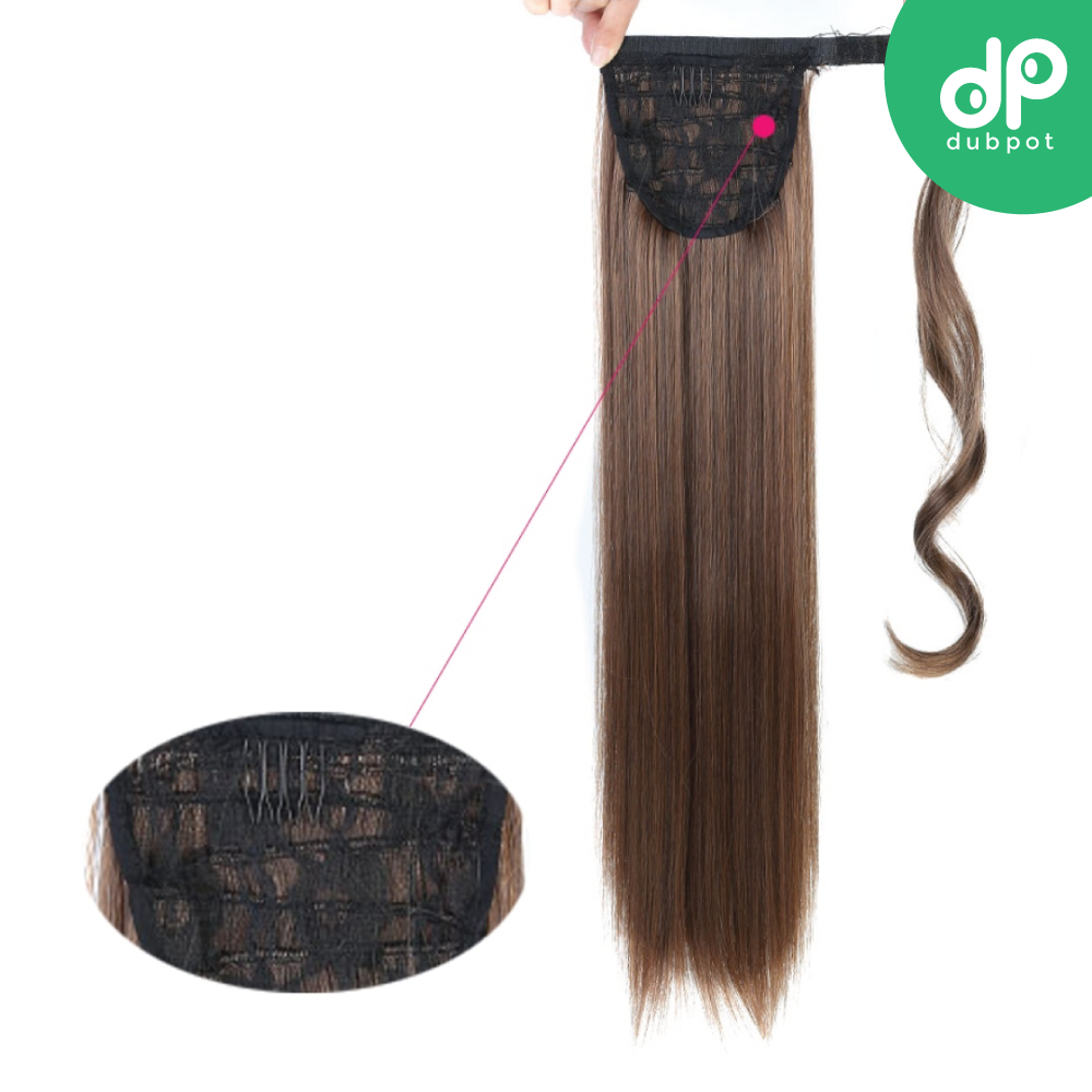 Straight Clip In Hair Tail False Hair 24" 120g Ponytail Hairpiece With Hairpins Synthetic Hair Pony Tail Hair Extensions