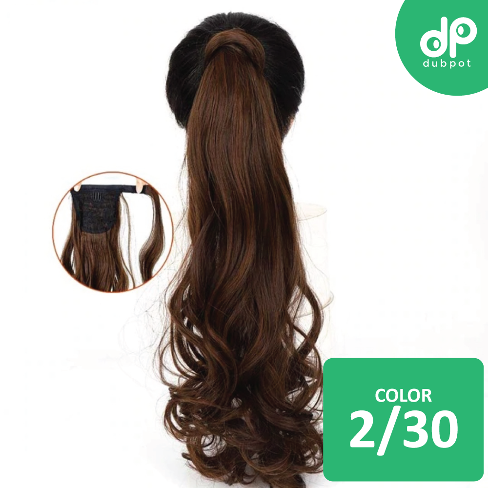 Long Wavy Wrap Around Clip In WTB 22" Ponytail Hair Extension Heat Resistant Synthetic Natural Wave Pony Tail Fake Hair