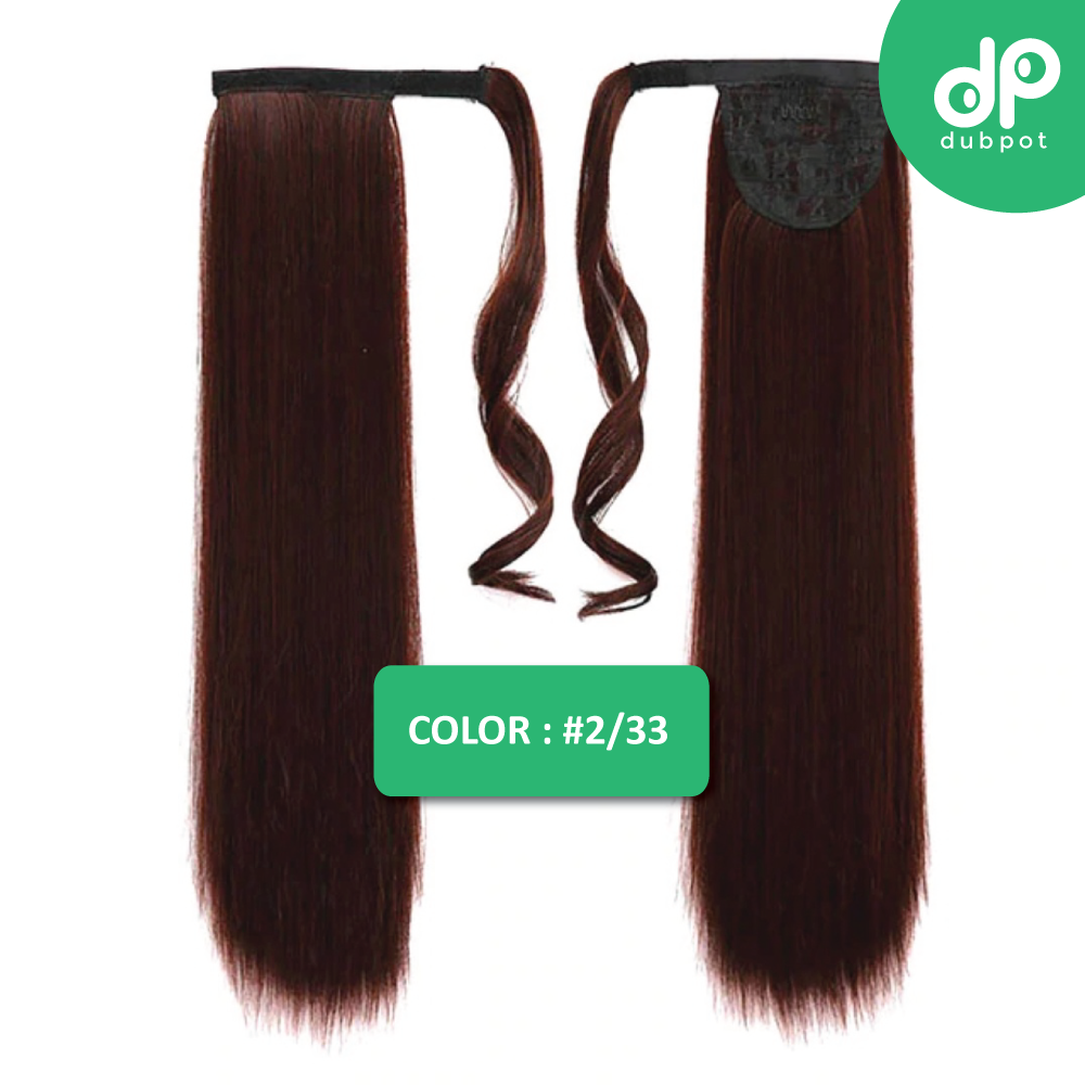 Straight Clip In Hair Tail False Hair 24" 120g Ponytail Hairpiece With Hairpins Synthetic Hair Pony Tail Hair Extensions