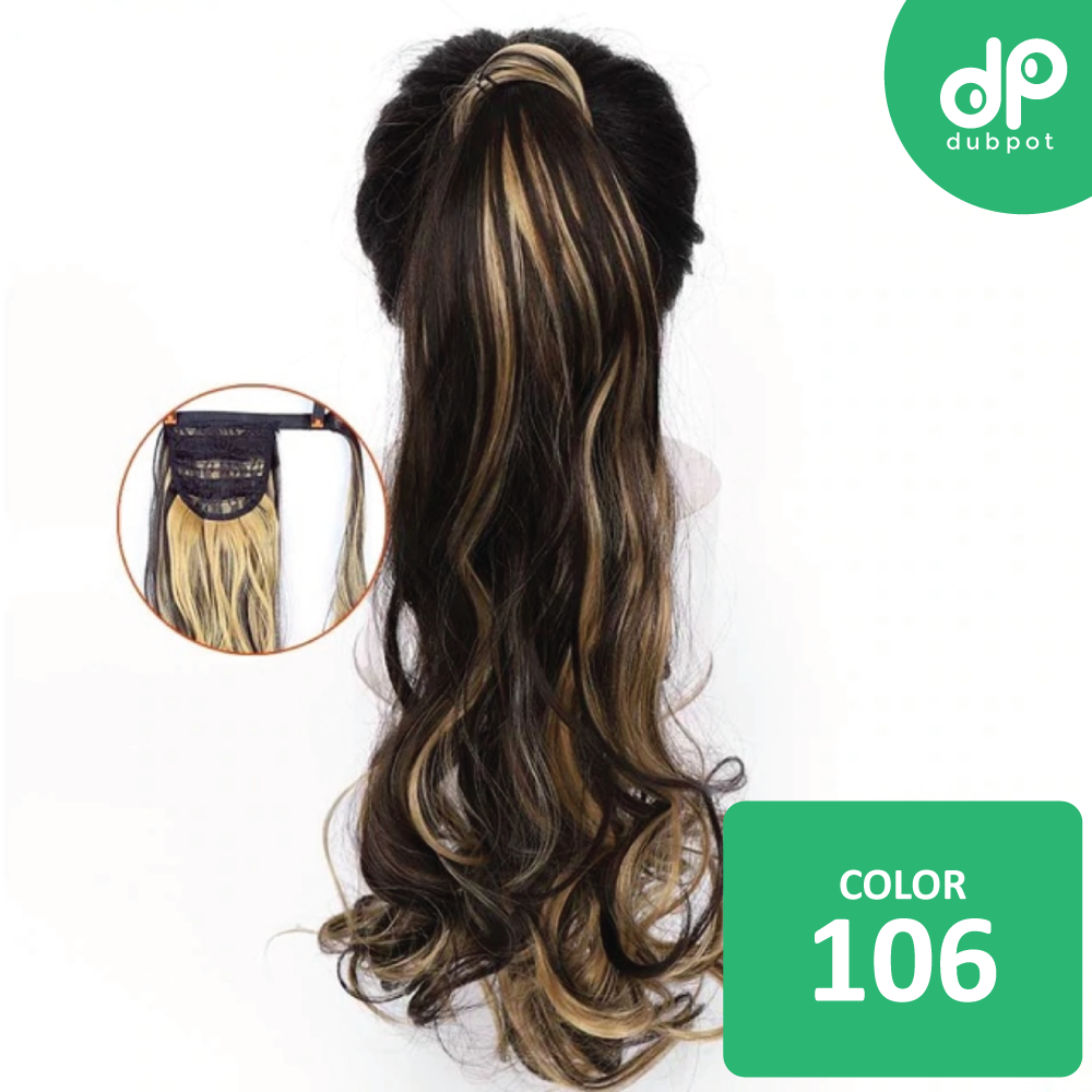 Long Wavy Wrap Around Clip In WTB 22" Ponytail Hair Extension Heat Resistant Synthetic Natural Wave Pony Tail Fake Hair