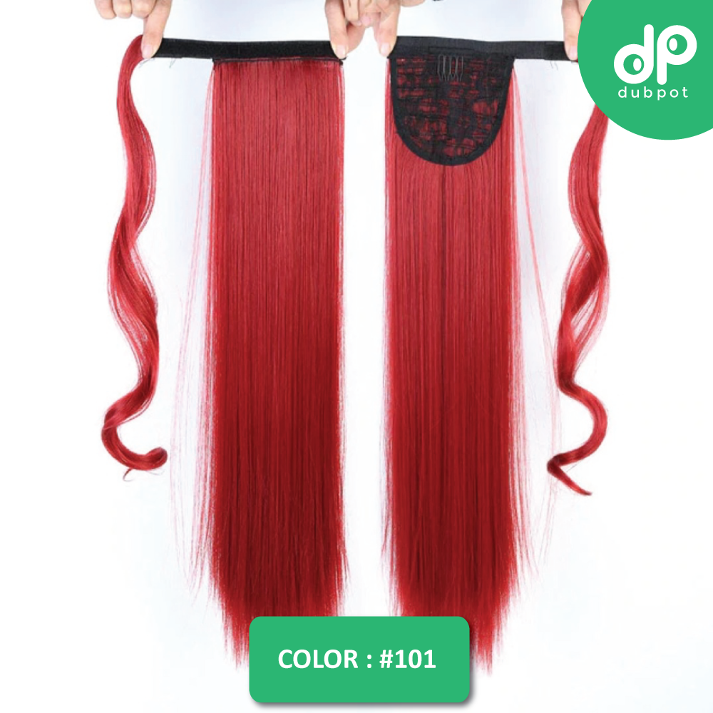 Straight Clip In Hair Tail False Hair 24" 120g Ponytail Hairpiece With Hairpins Synthetic Hair Pony Tail Hair Extensions