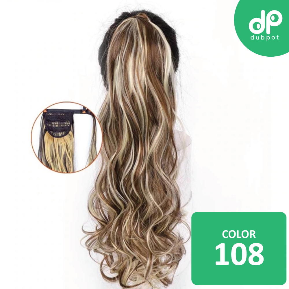 Long Wavy Wrap Around Clip In WTB 22" Ponytail Hair Extension Heat Resistant Synthetic Natural Wave Pony Tail Fake Hair