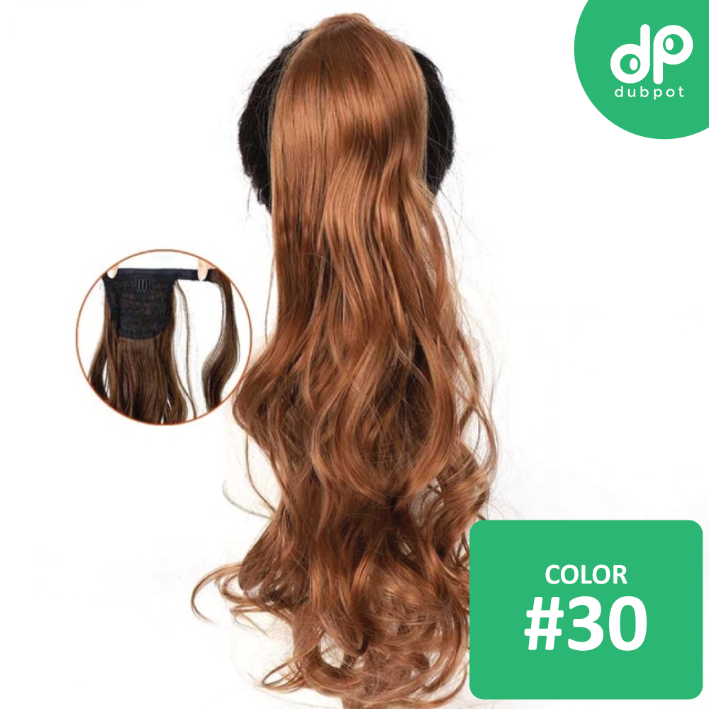 Long Wavy Wrap Around Clip In WTB 22" Ponytail Hair Extension Heat Resistant Synthetic Natural Wave Pony Tail Fake Hair