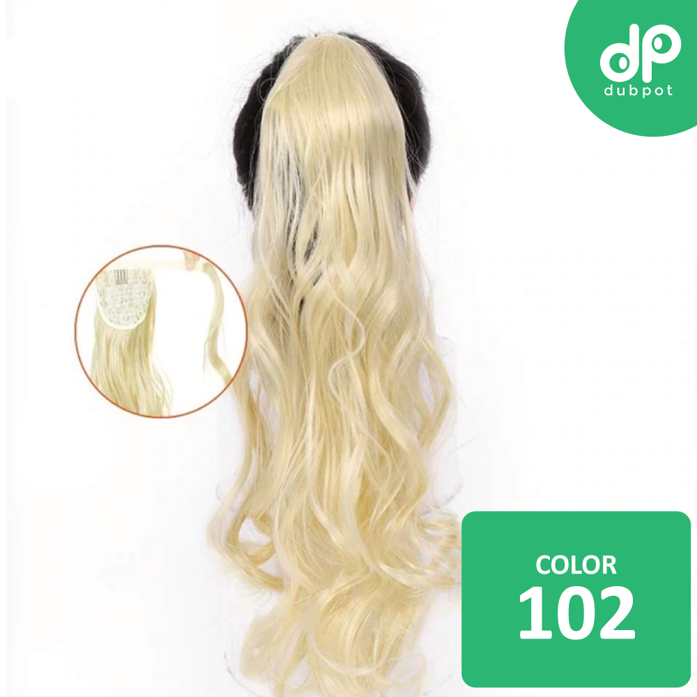 Long Wavy Wrap Around Clip In WTB 22" Ponytail Hair Extension Heat Resistant Synthetic Natural Wave Pony Tail Fake Hair