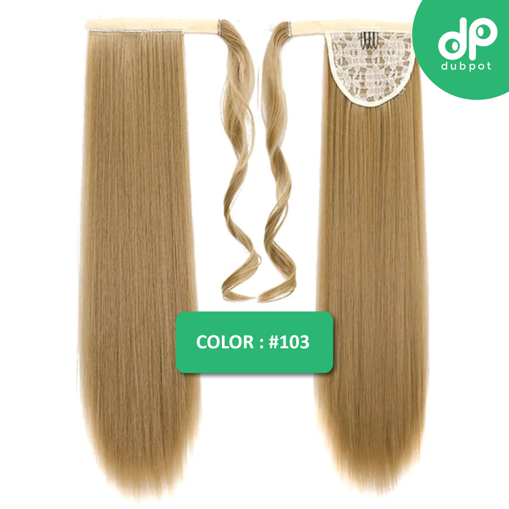 Straight Clip In Hair Tail False Hair 24" 120g Ponytail Hairpiece With Hairpins Synthetic Hair Pony Tail Hair Extensions
