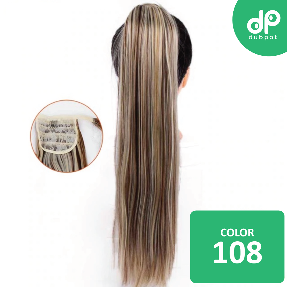 Long Wavy Wrap Around Clip In WTB 22" Ponytail Hair Extension Heat Resistant Synthetic Natural Wave Pony Tail Fake Hair