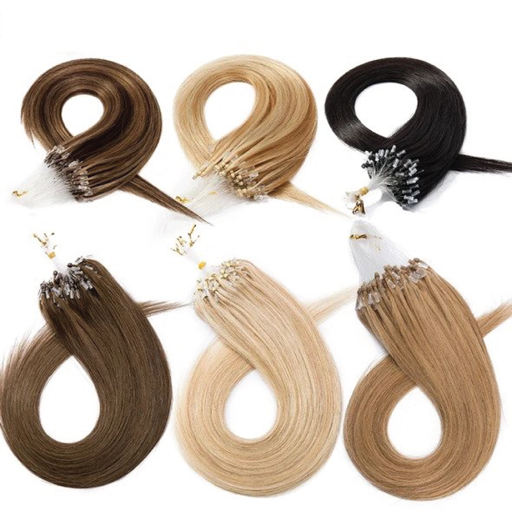 Micro Loop 16"-24" 0.5g/S 100pcs Straight Bead Hair Extensions Non-Remy Human Hair Extensions Micro Ring Extensions