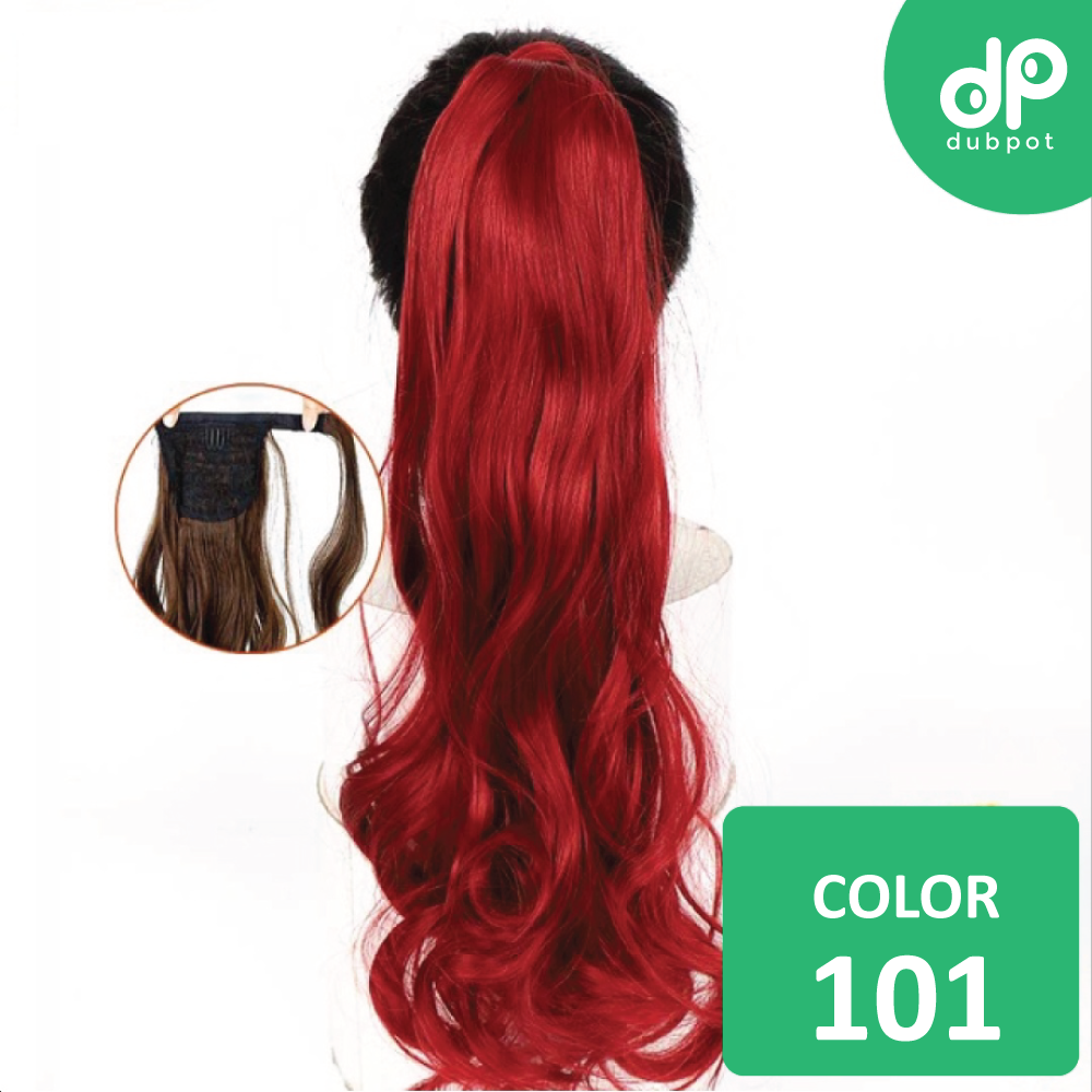 Long Wavy Wrap Around Clip In WTB 22" Ponytail Hair Extension Heat Resistant Synthetic Natural Wave Pony Tail Fake Hair